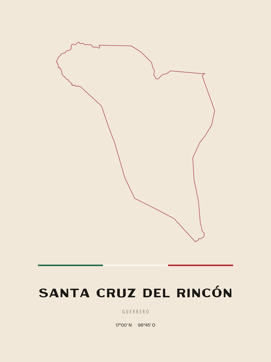 Framed poster of Santa Cruz del Rincón, Guerrero.