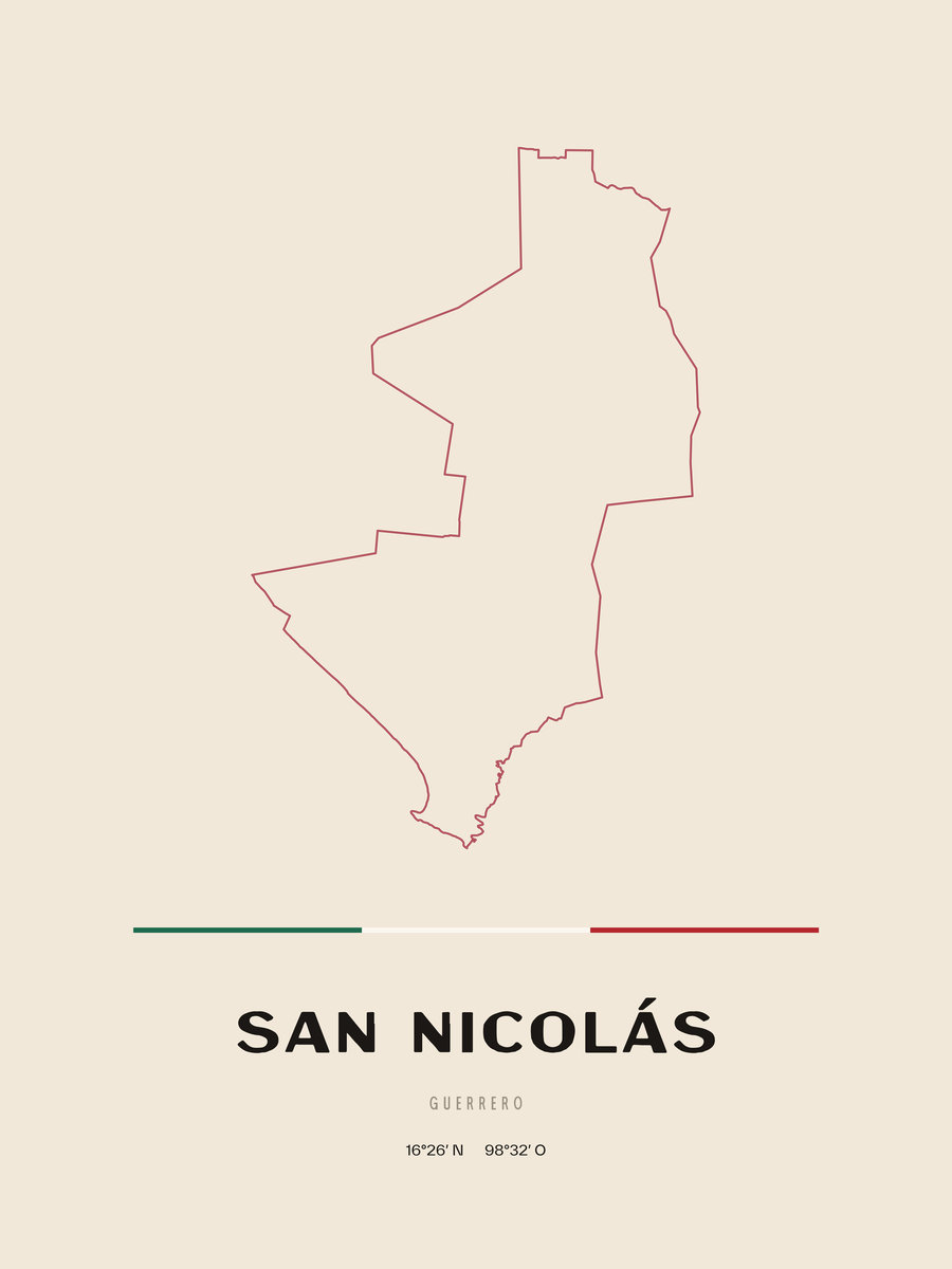 Framed poster of San Nicolás, Guerrero.