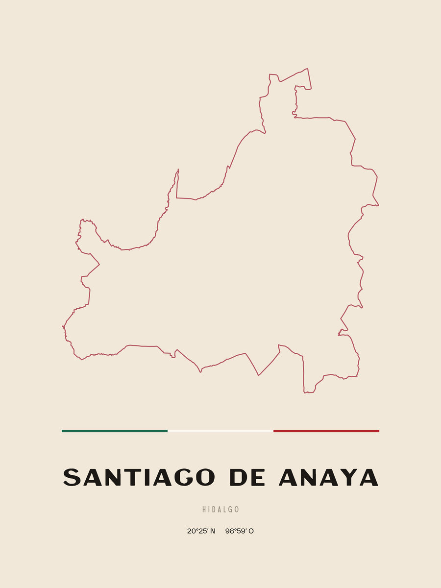 Framed poster of Santiago de Anaya, Hidalgo.