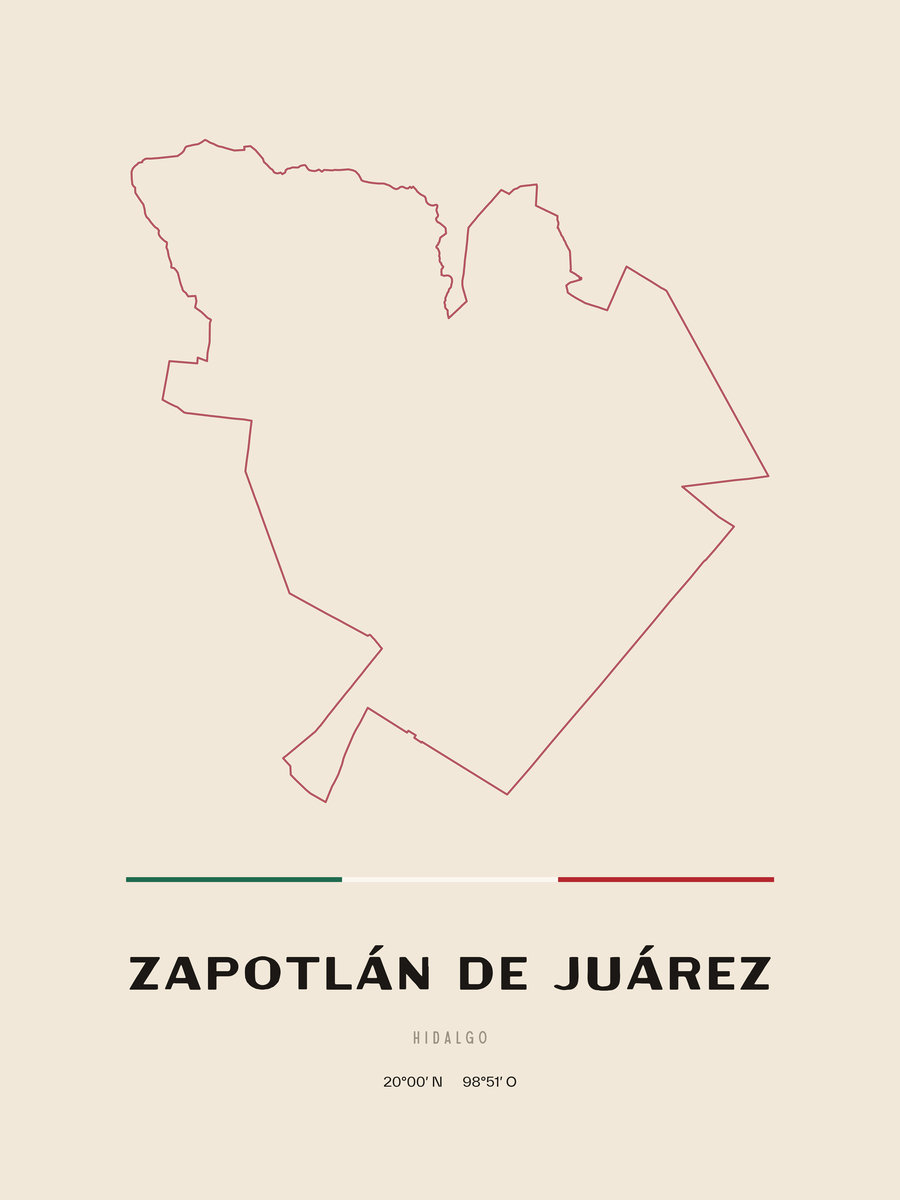 Framed poster of Zapotlán de Juárez, Hidalgo.
