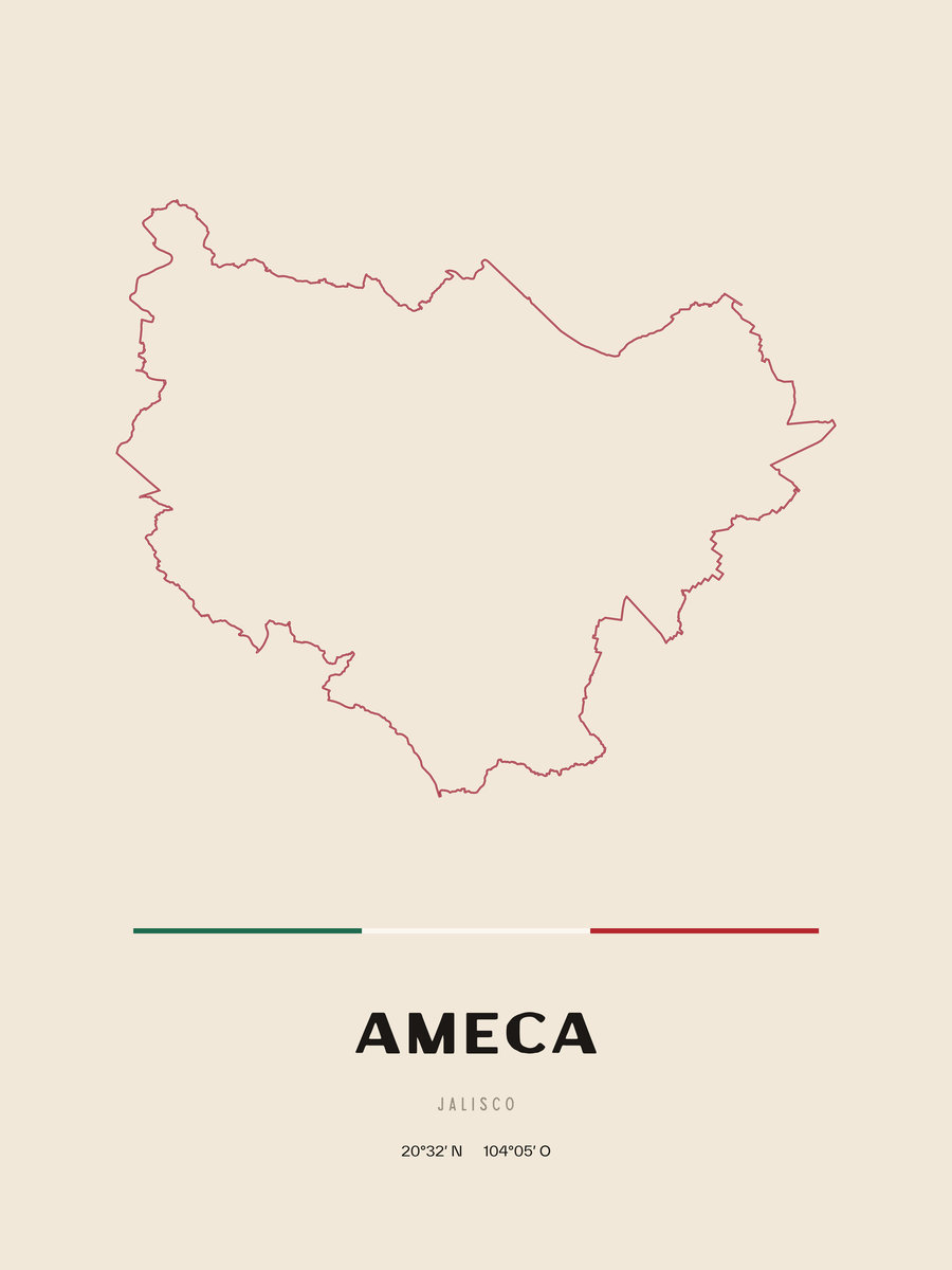 Framed poster of Ameca, Jalisco.