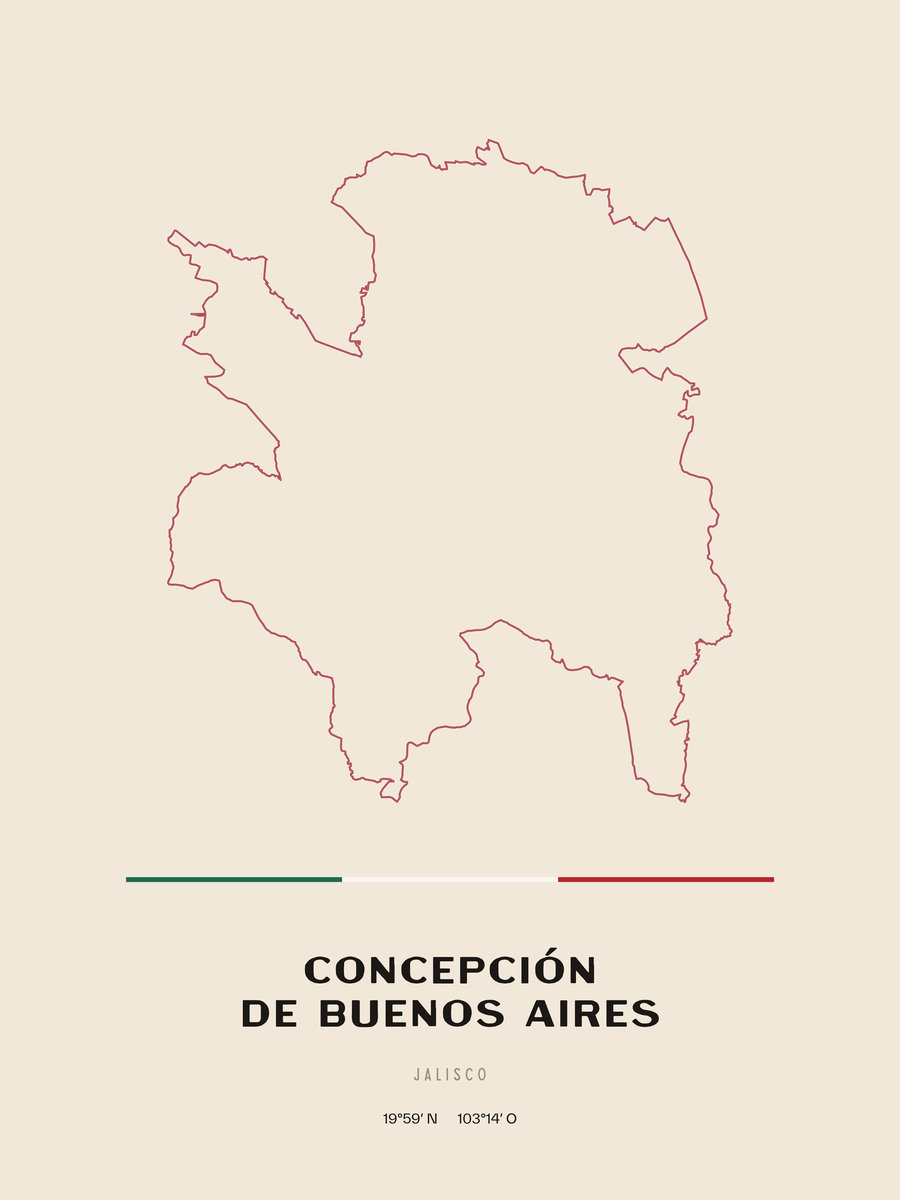 Framed poster of Concepción de Buenos Aires, Jalisco.