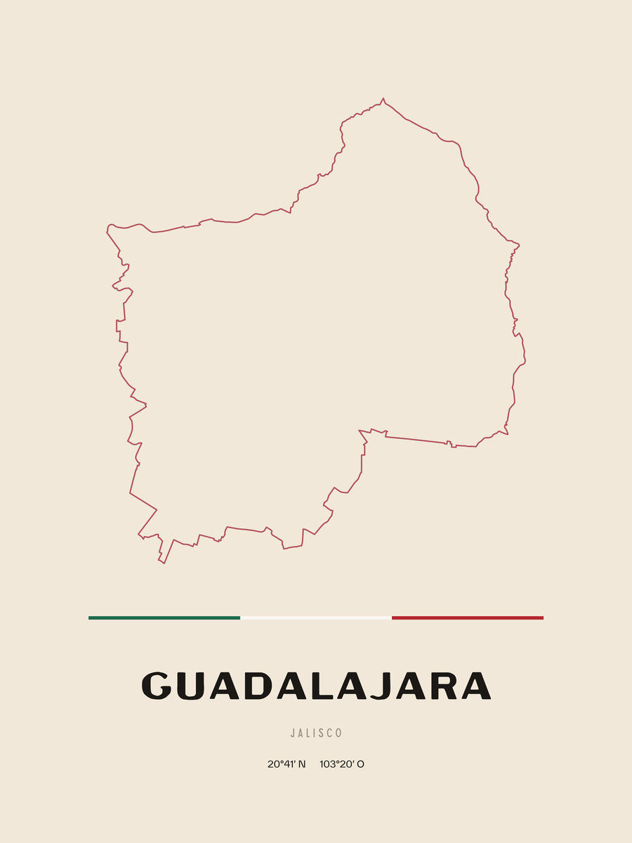 Framed poster of Guadalajara, Jalisco.