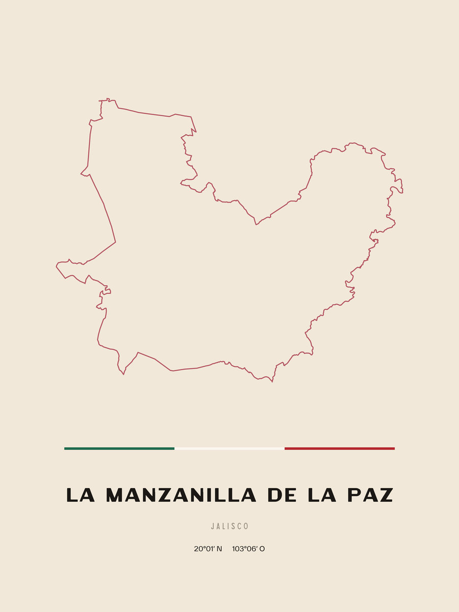 Framed poster of La Manzanilla de la Paz, Jalisco.