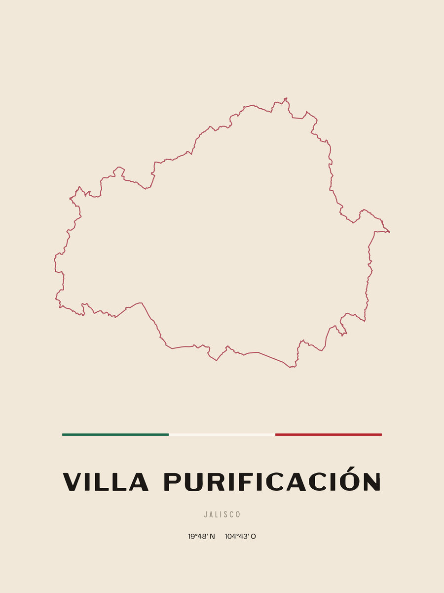 Framed poster of Villa Purificación, Jalisco.