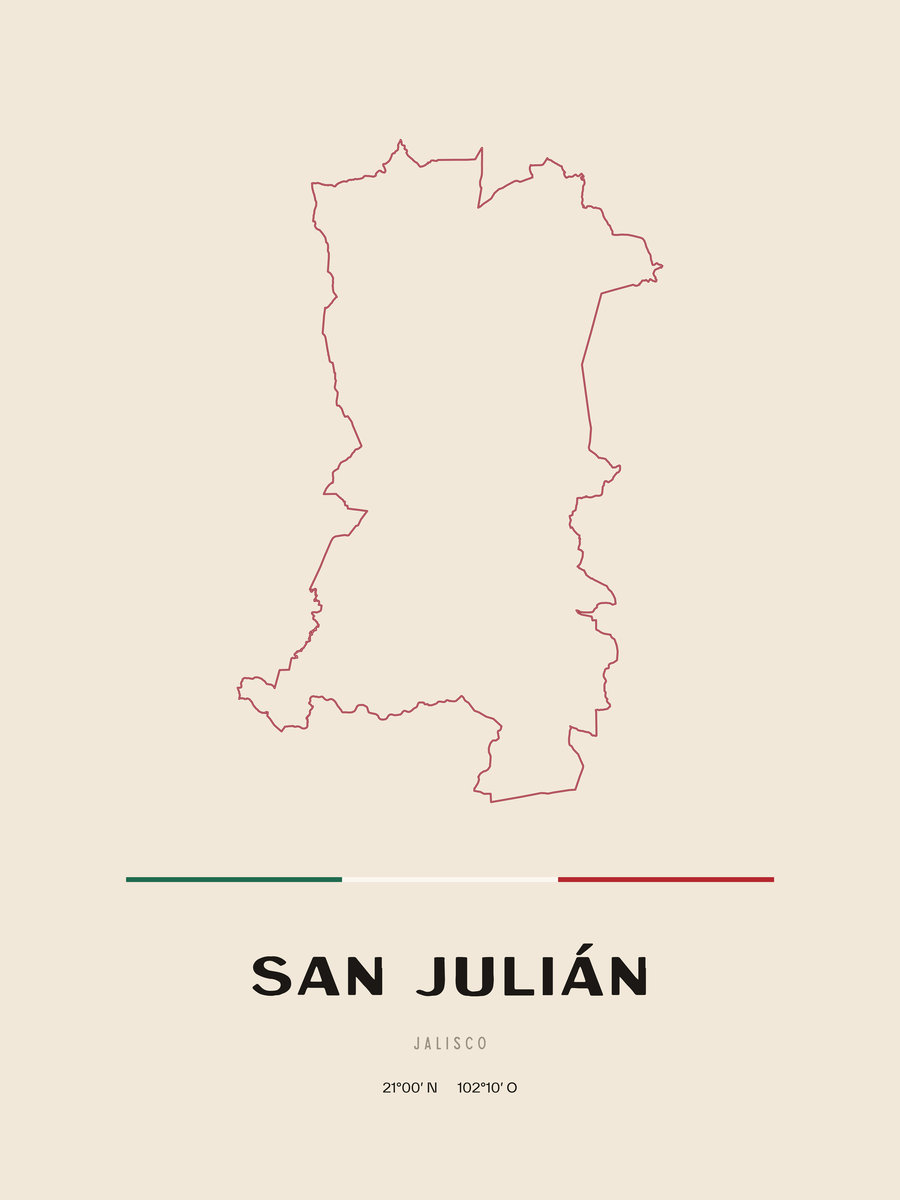 Framed poster of San Julián, Jalisco.