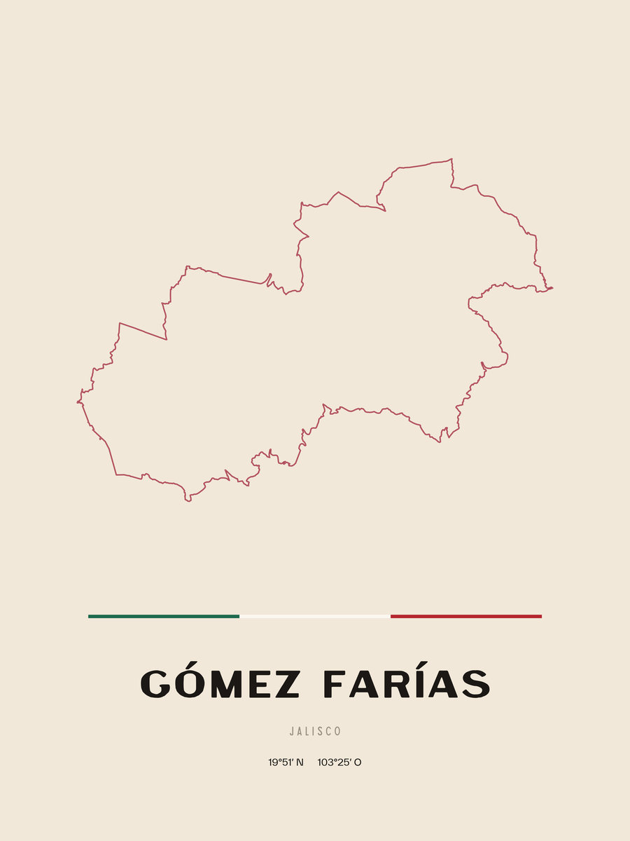 Framed poster of Gómez Farías, Jalisco.