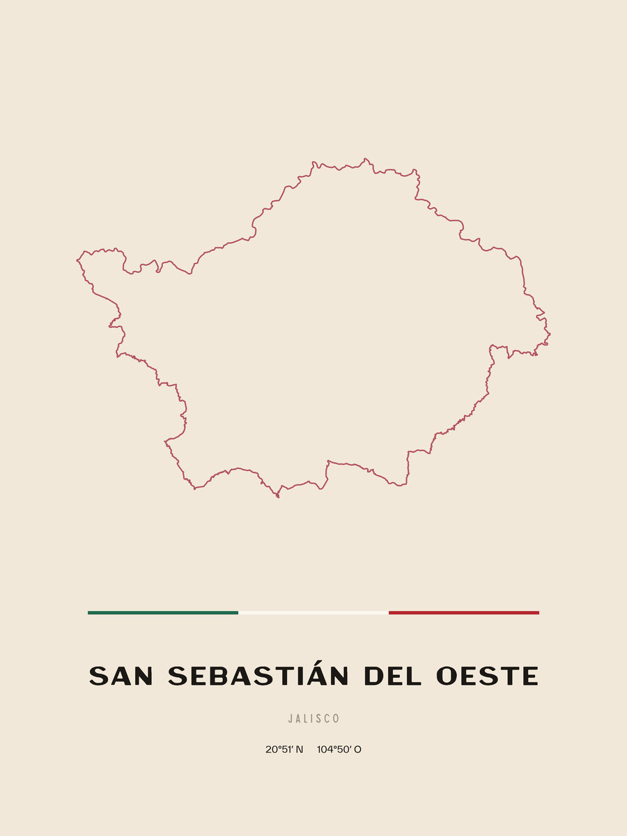 Framed poster of San Sebastián del Oeste, Jalisco.