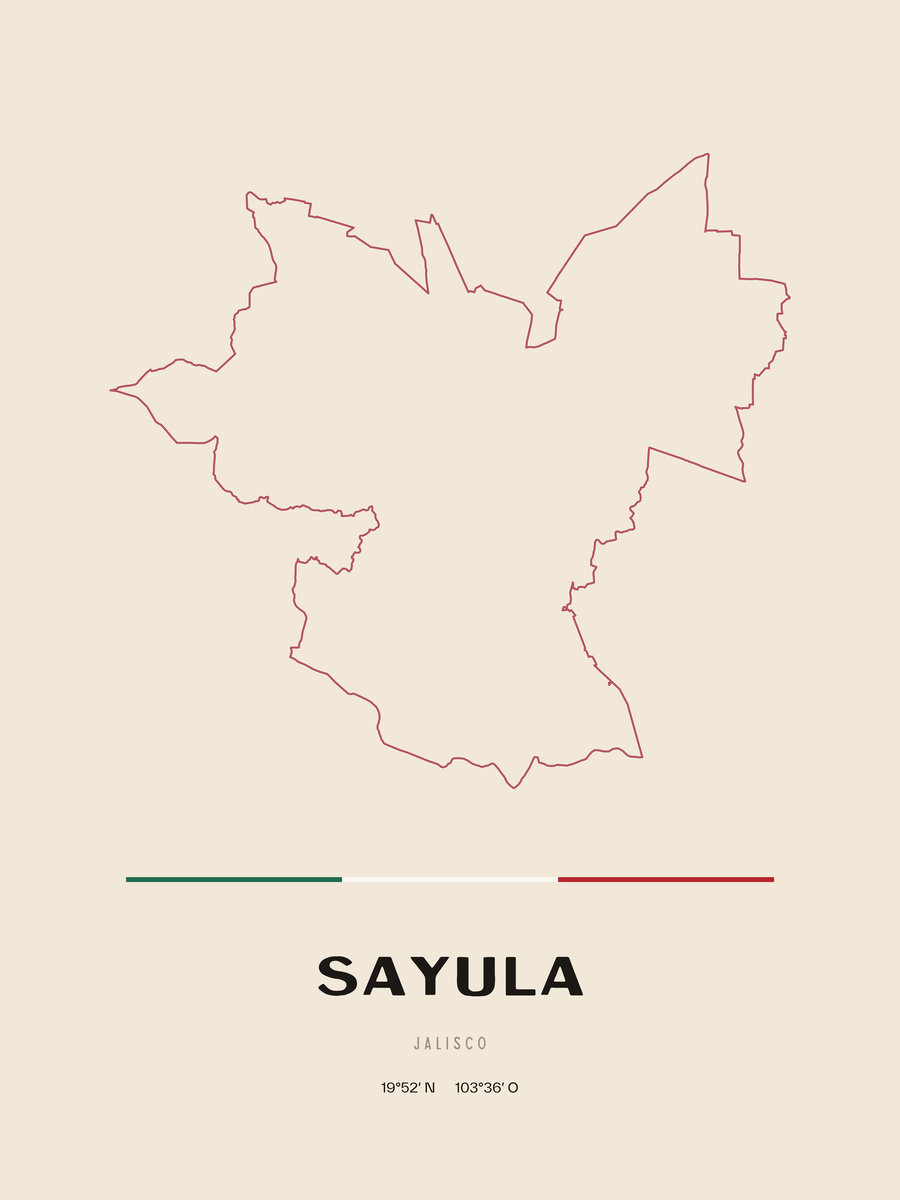Framed poster of Sayula, Jalisco.