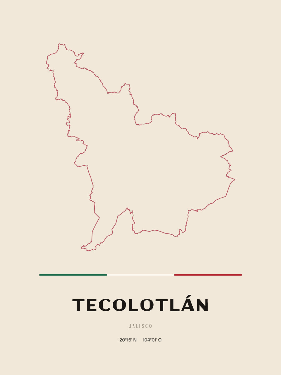 Framed poster of Tecolotlán, Jalisco.