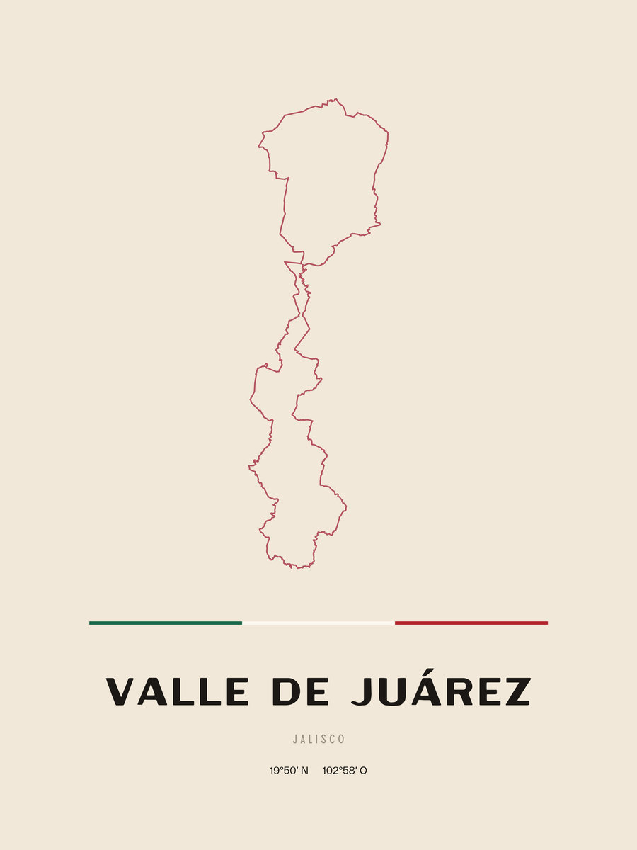 Framed poster of Valle de Juárez, Jalisco.