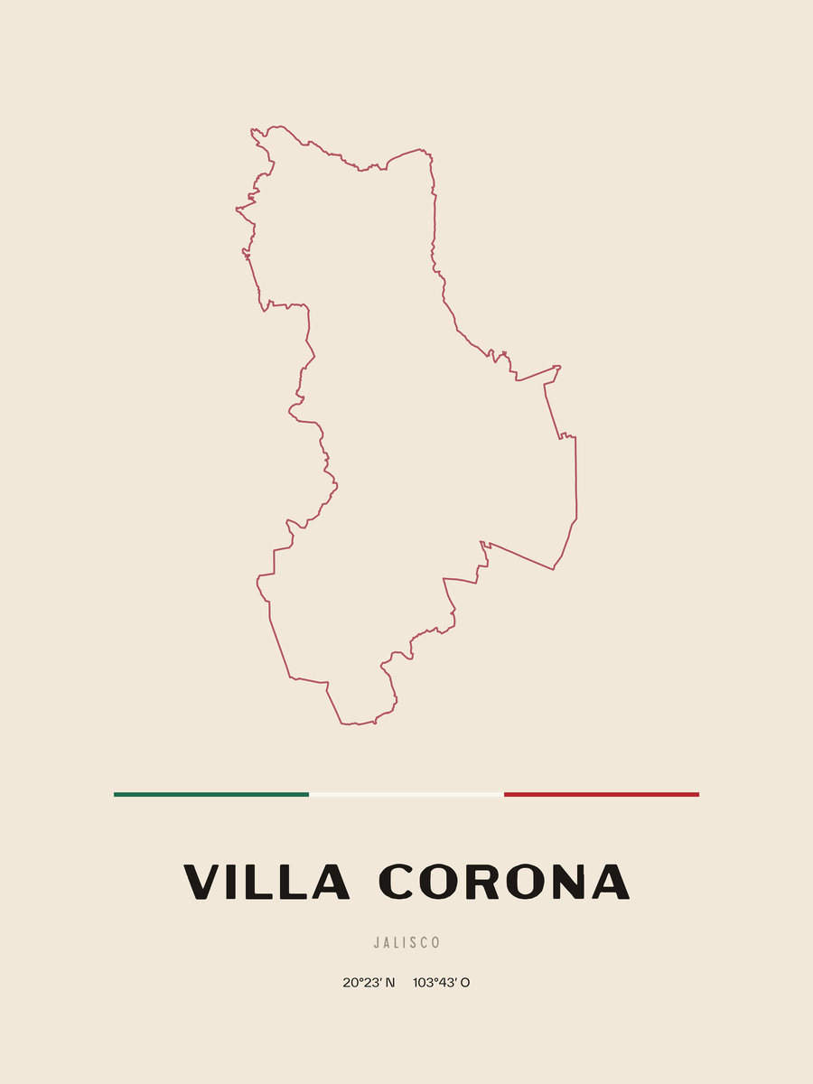 Framed poster of Villa Corona, Jalisco.