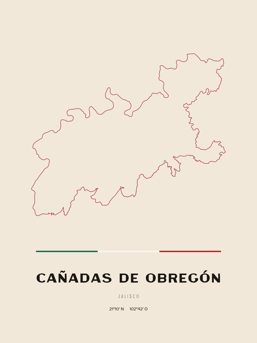 Framed poster of Cañadas de Obregón, Jalisco.