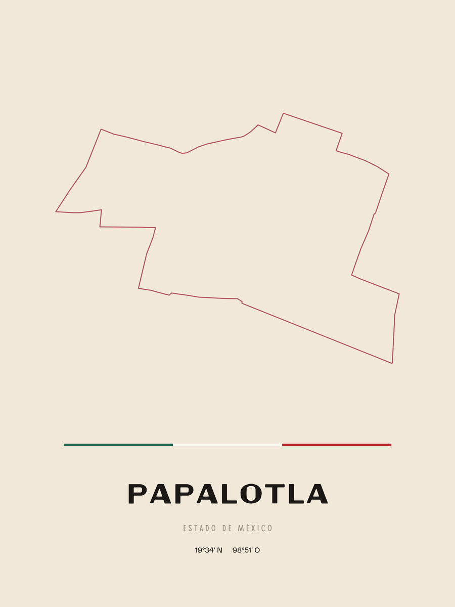 Framed poster of Papalotla, Estado de México.