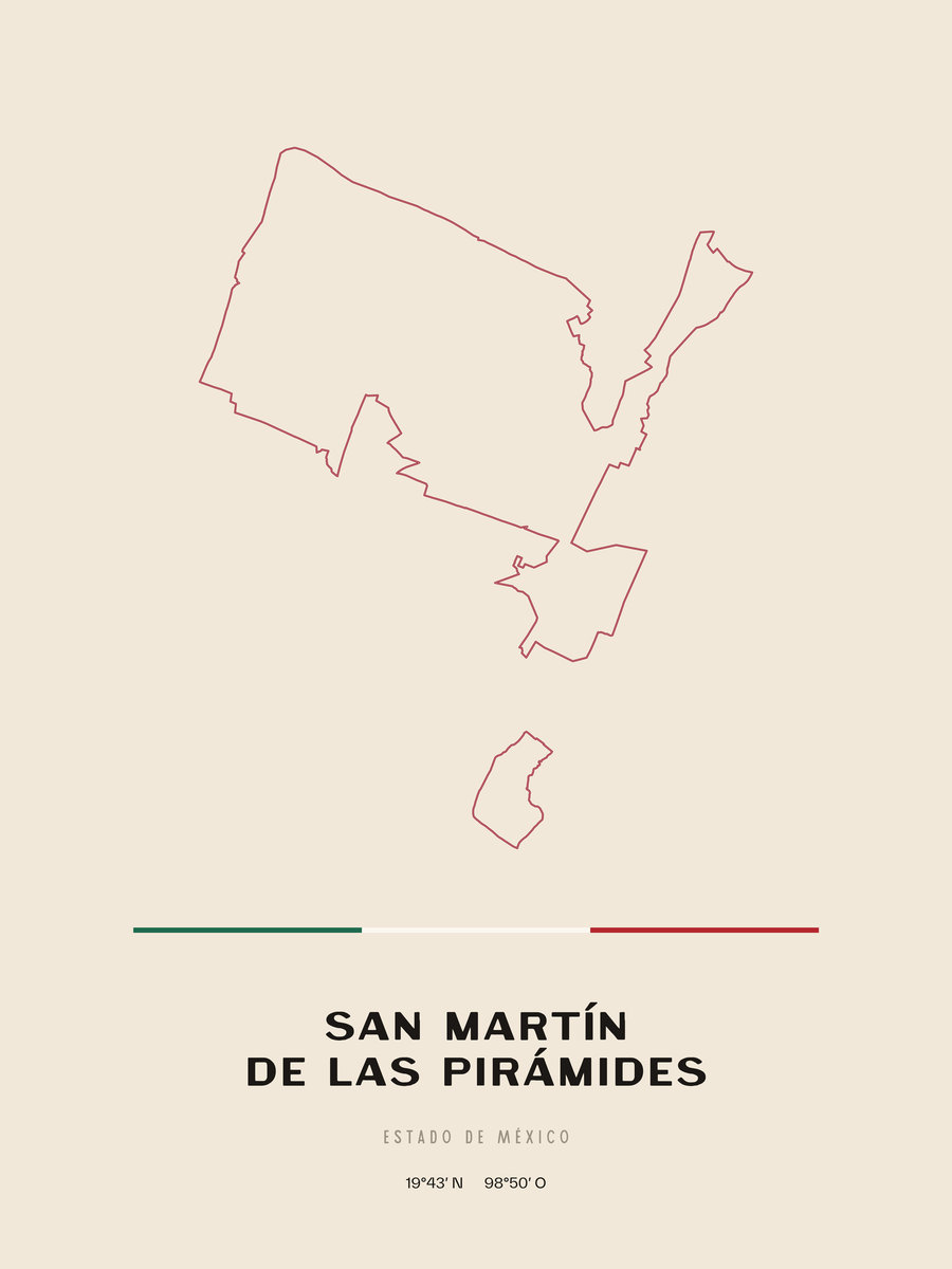 Framed poster of San Martín de las Pirámides, Estado de México.