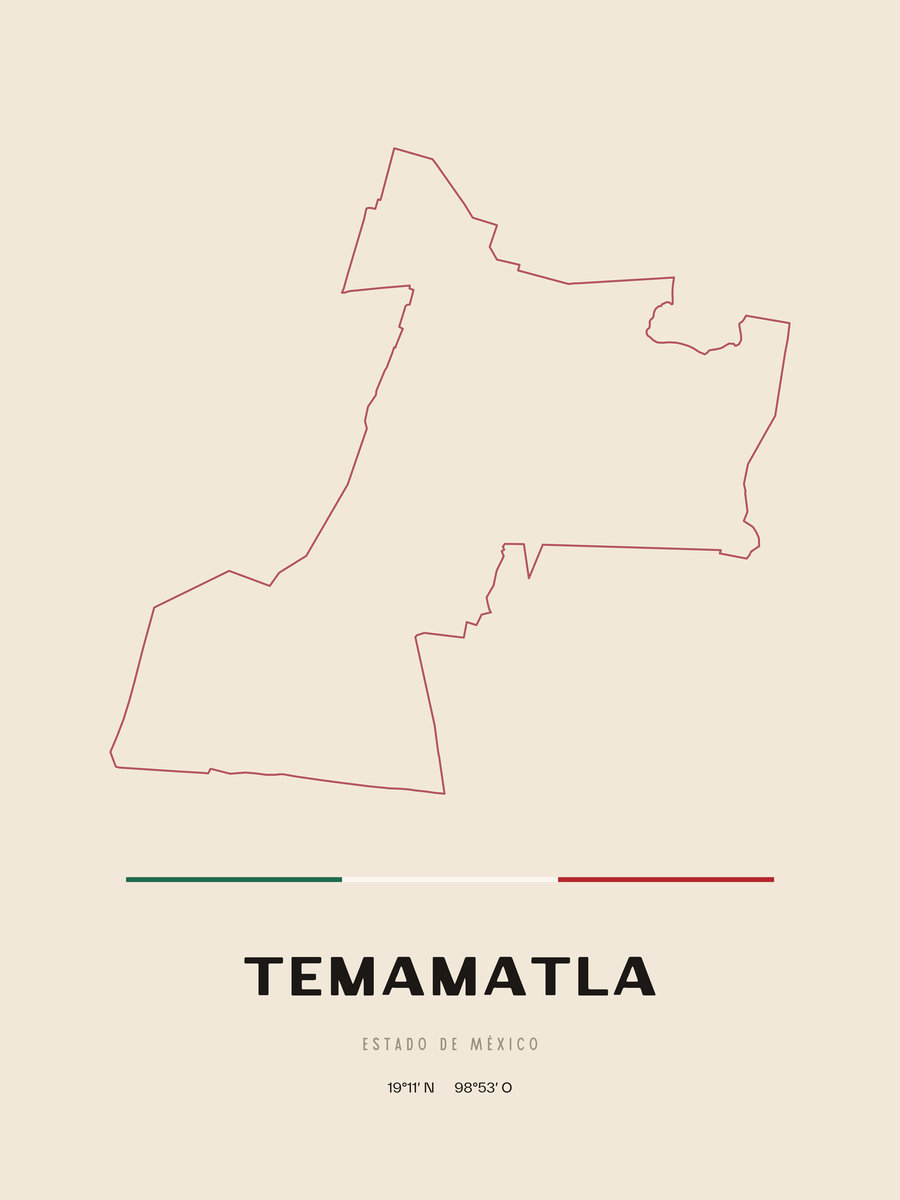 Framed poster of Temamatla, Estado de México.