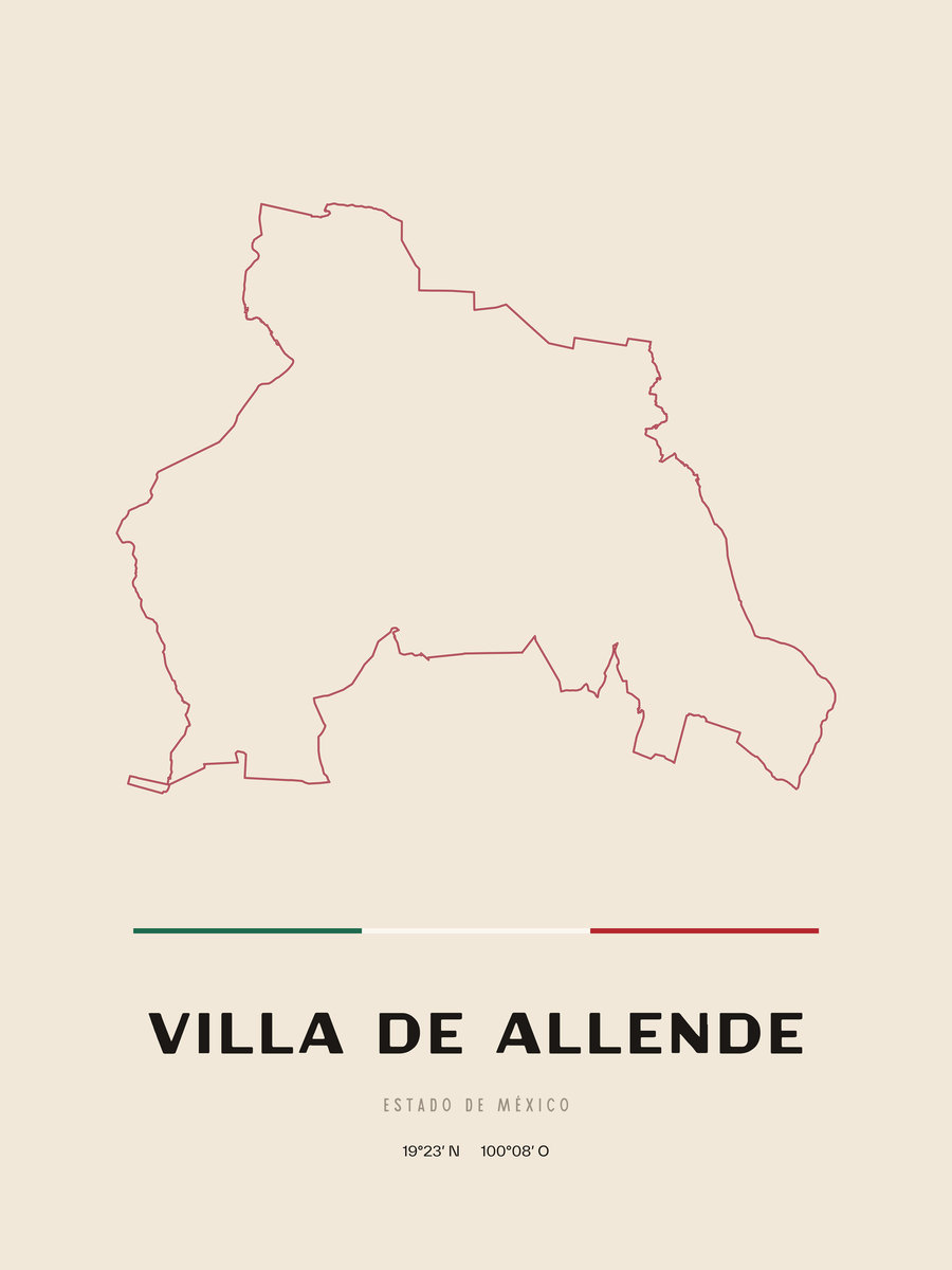 Framed poster of Villa de Allende, Estado de México.