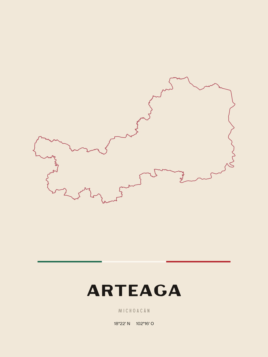 Framed poster of Arteaga, Michoacán.