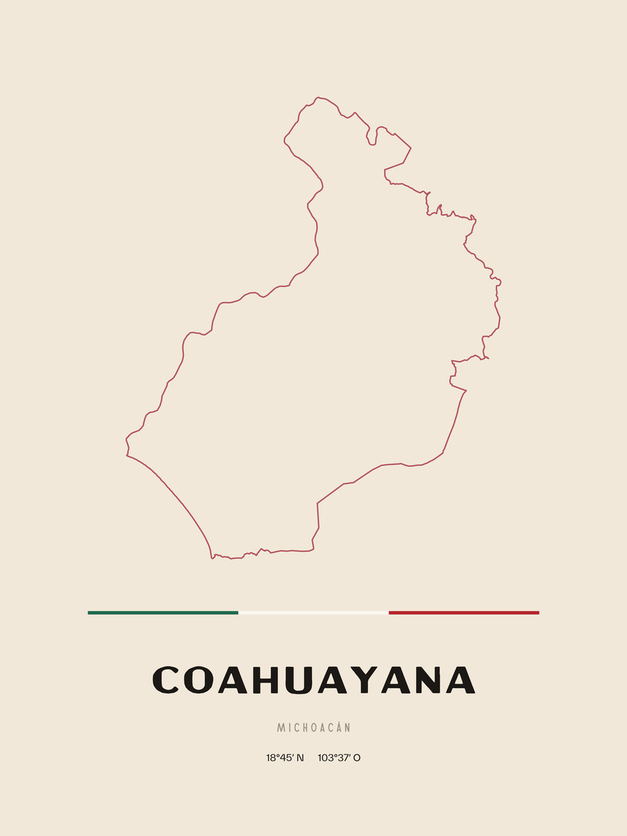 Framed poster of Coahuayana, Michoacán.