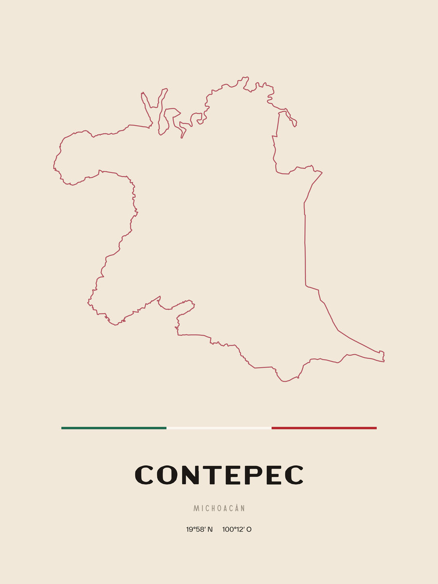 Framed poster of Contepec, Michoacán.
