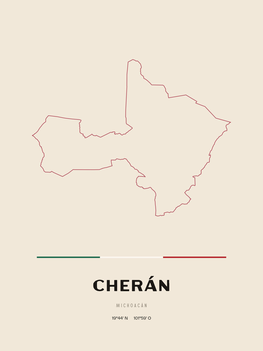 Framed poster of Cherán, Michoacán.