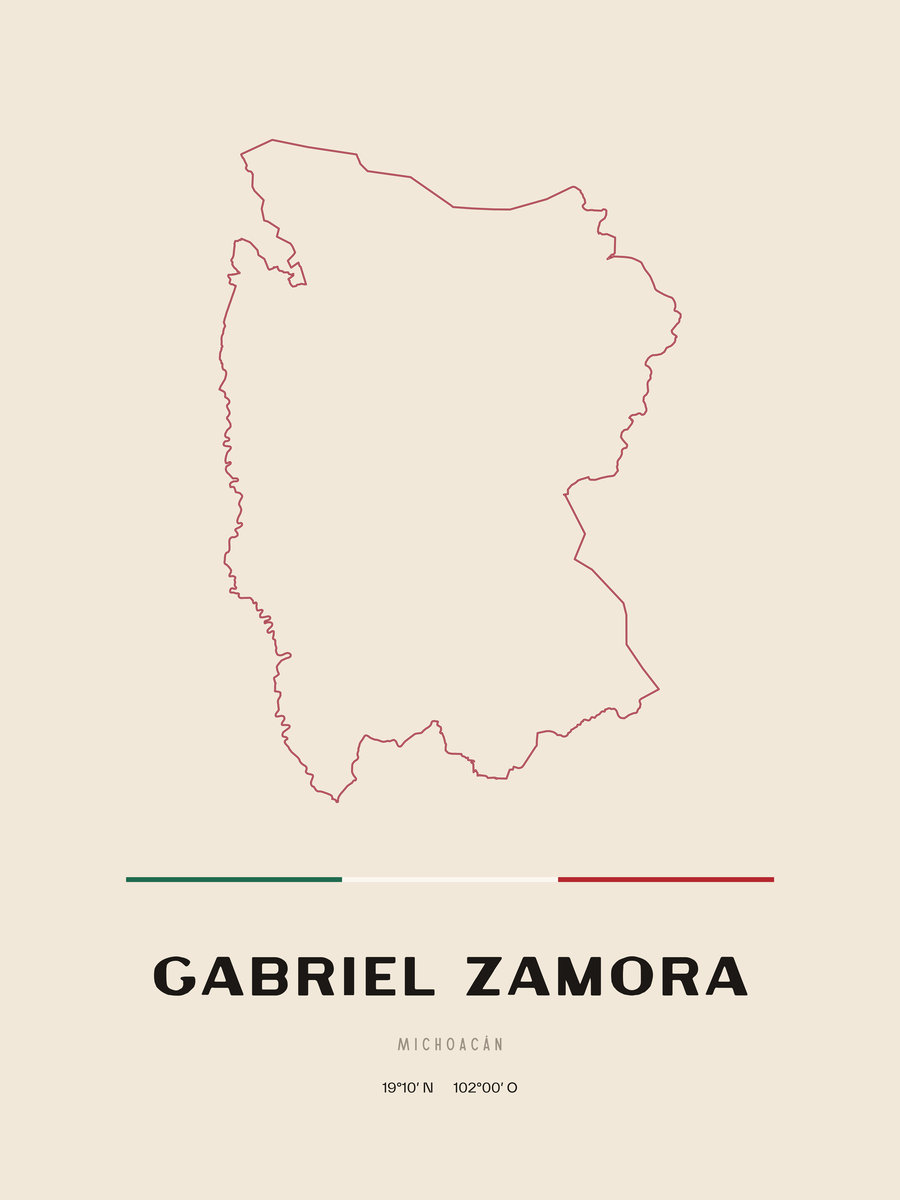 Framed poster of Gabriel Zamora, Michoacán.