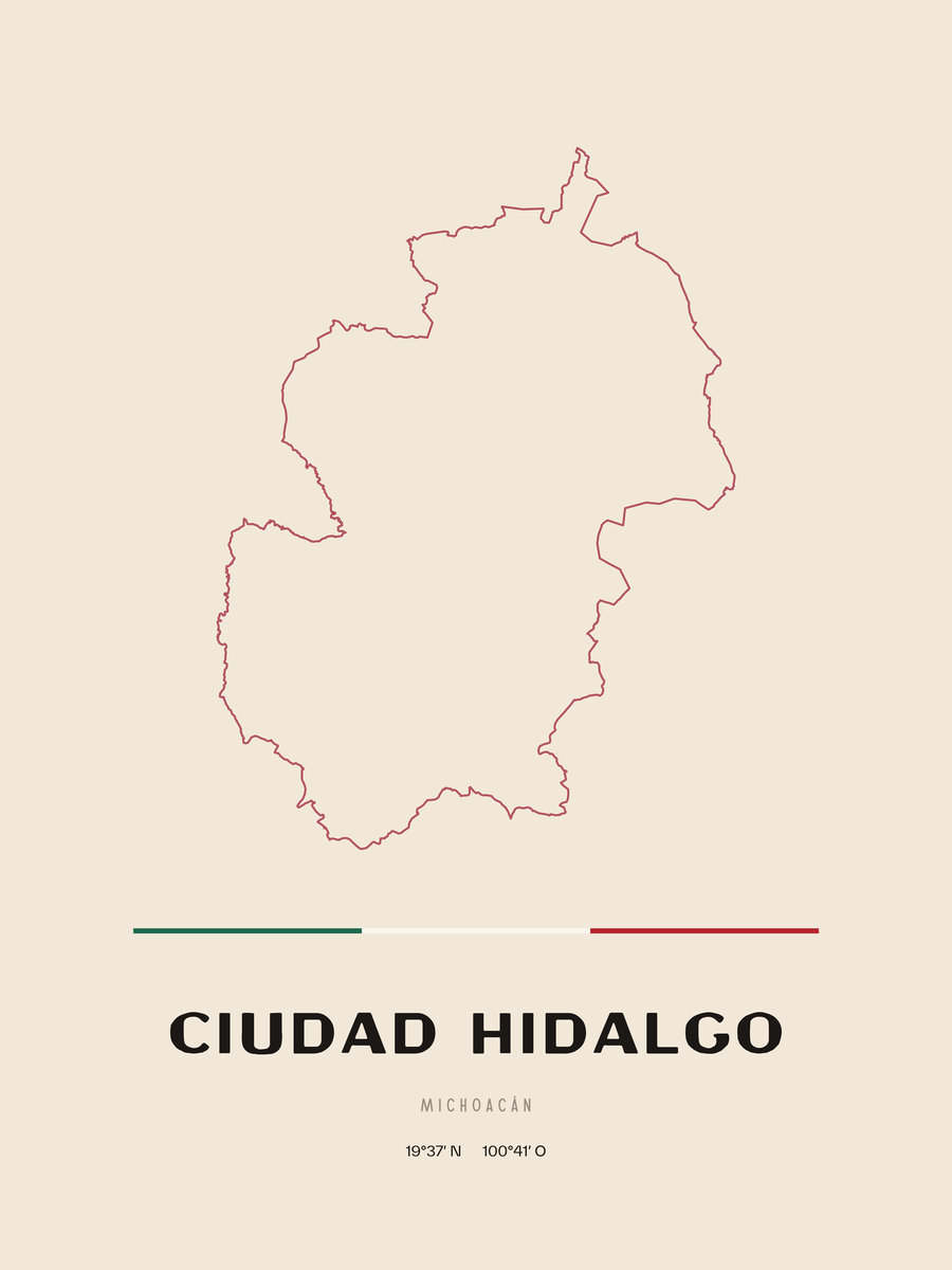 Framed poster of Ciudad Hidalgo, Michoacán.