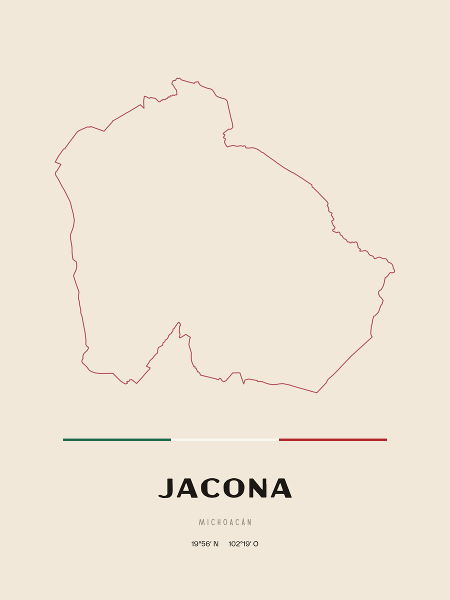 Framed poster of Jacona, Michoacán.