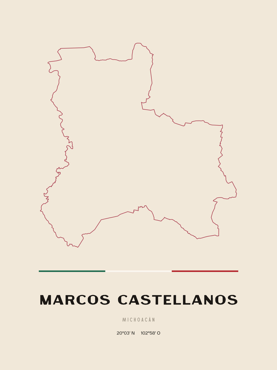 Framed poster of Marcos Castellanos, Michoacán.