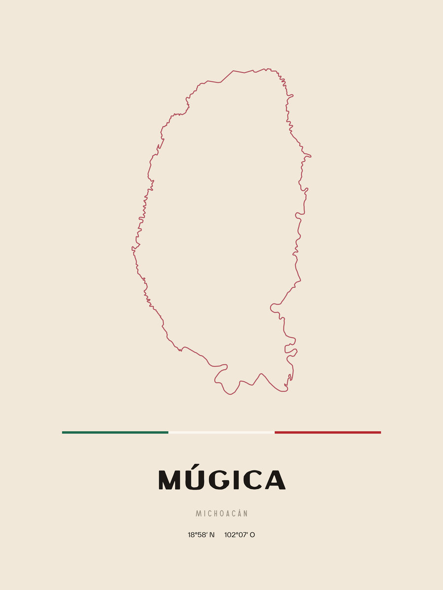 Framed poster of Múgica, Michoacán.
