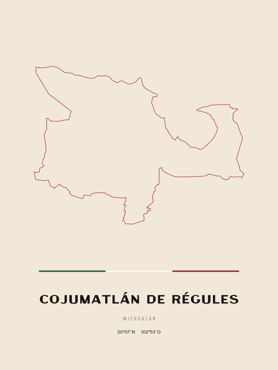 Framed poster of Cojumatlán de Régules, Michoacán.