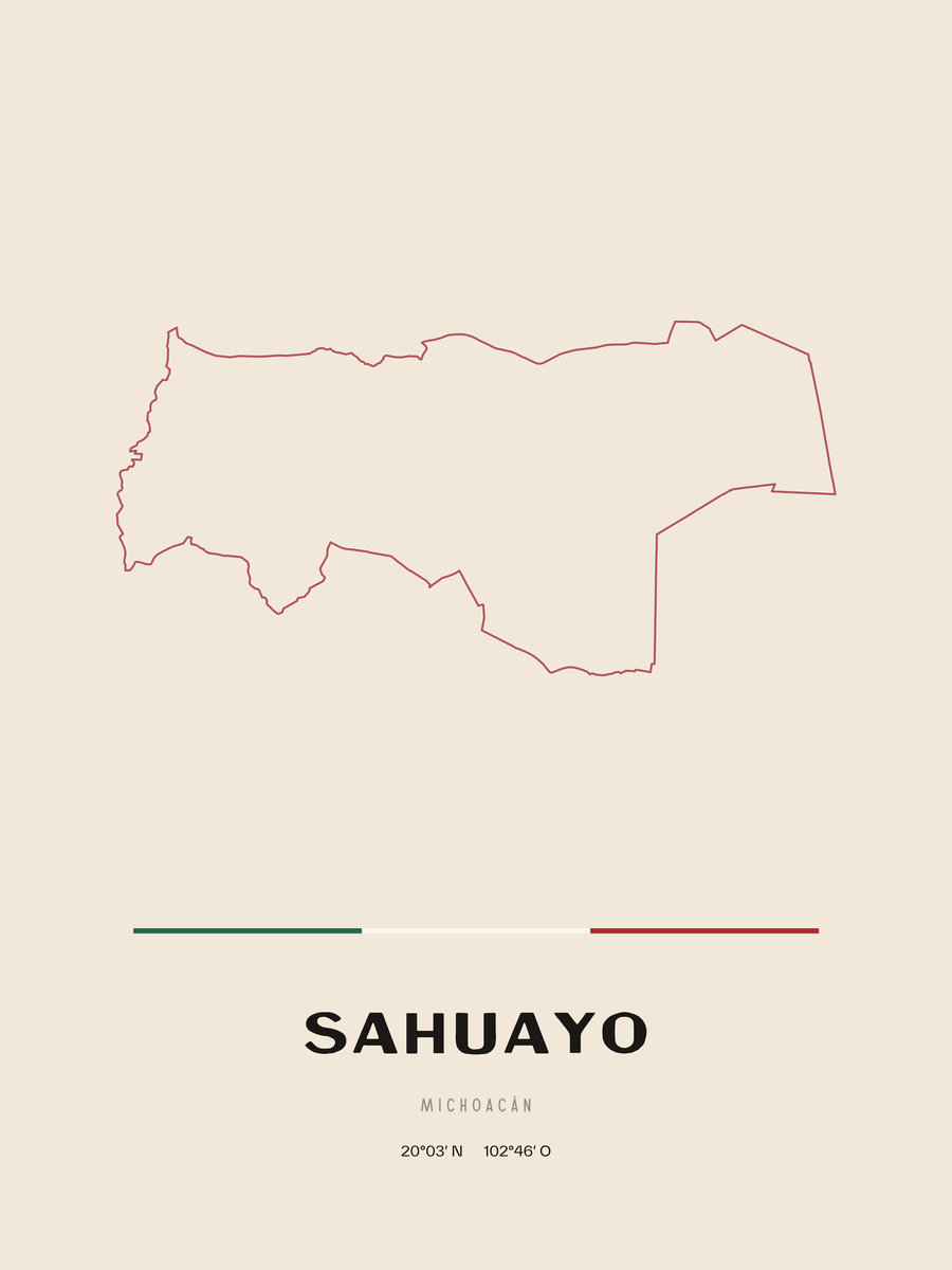 Framed poster of Sahuayo, Michoacán.
