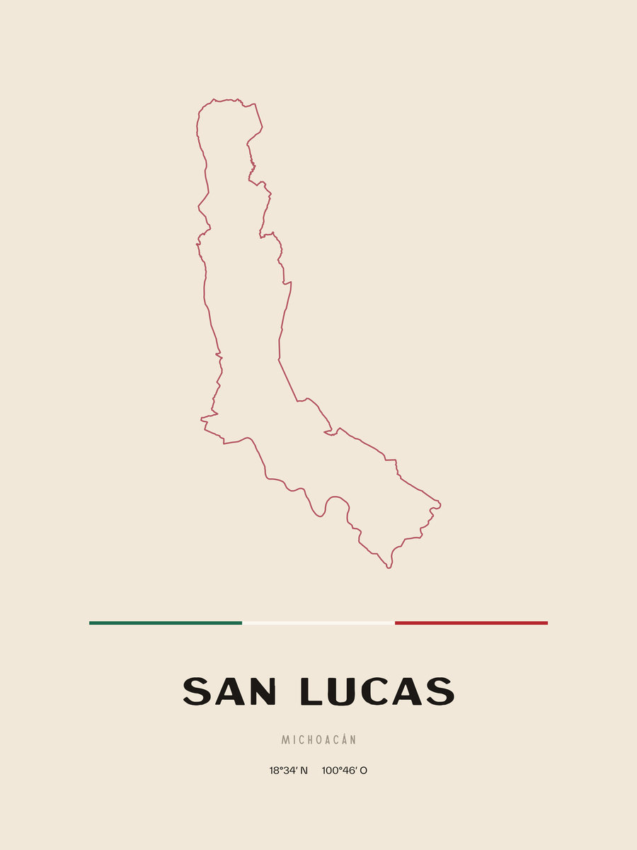Framed poster of San Lucas, Michoacán.
