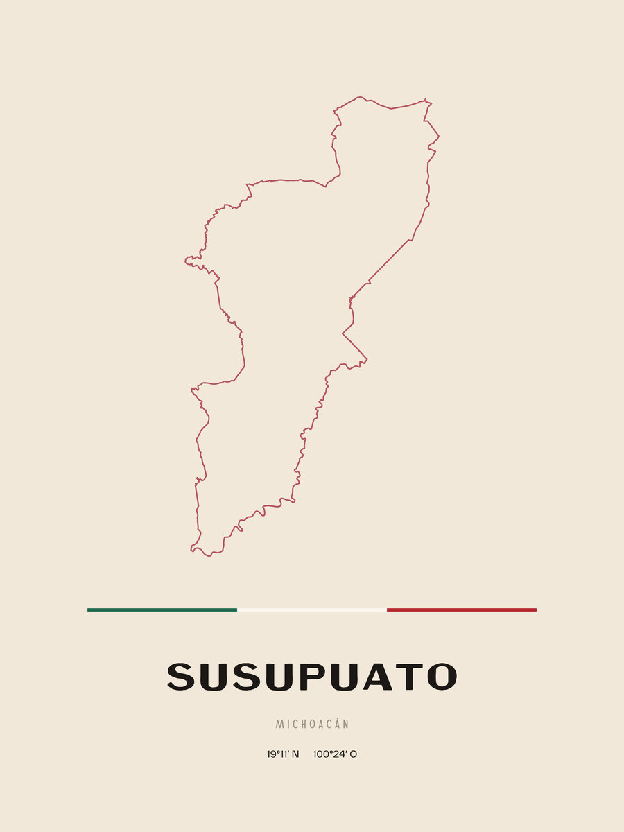Framed poster of Susupuato, Michoacán.