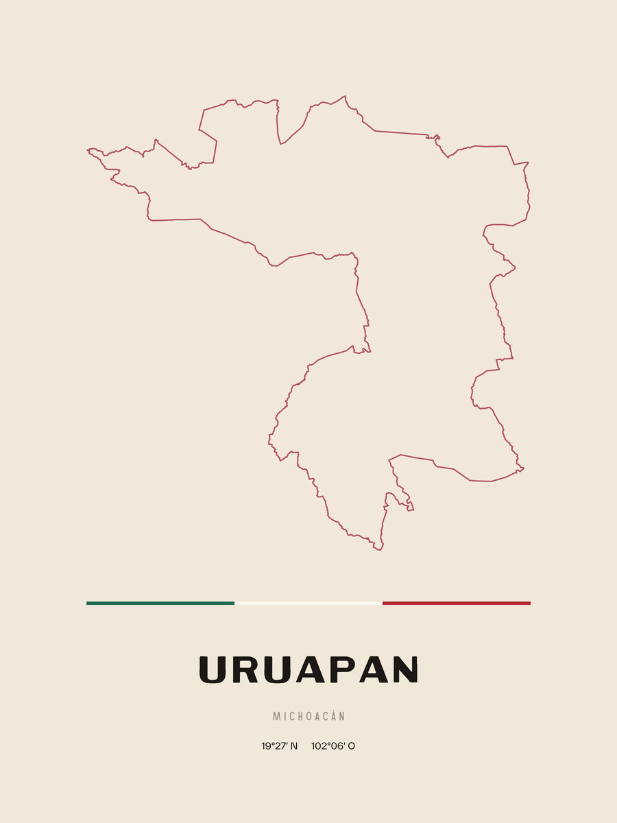 Framed poster of Uruapan, Michoacán.
