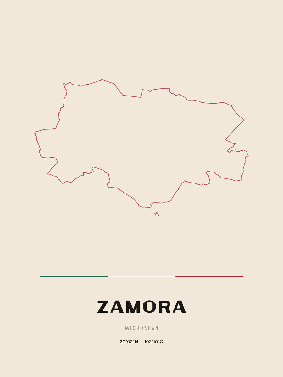 Framed poster of Zamora, Michoacán.