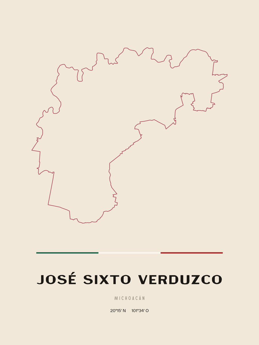 Framed poster of José Sixto Verduzco, Michoacán.