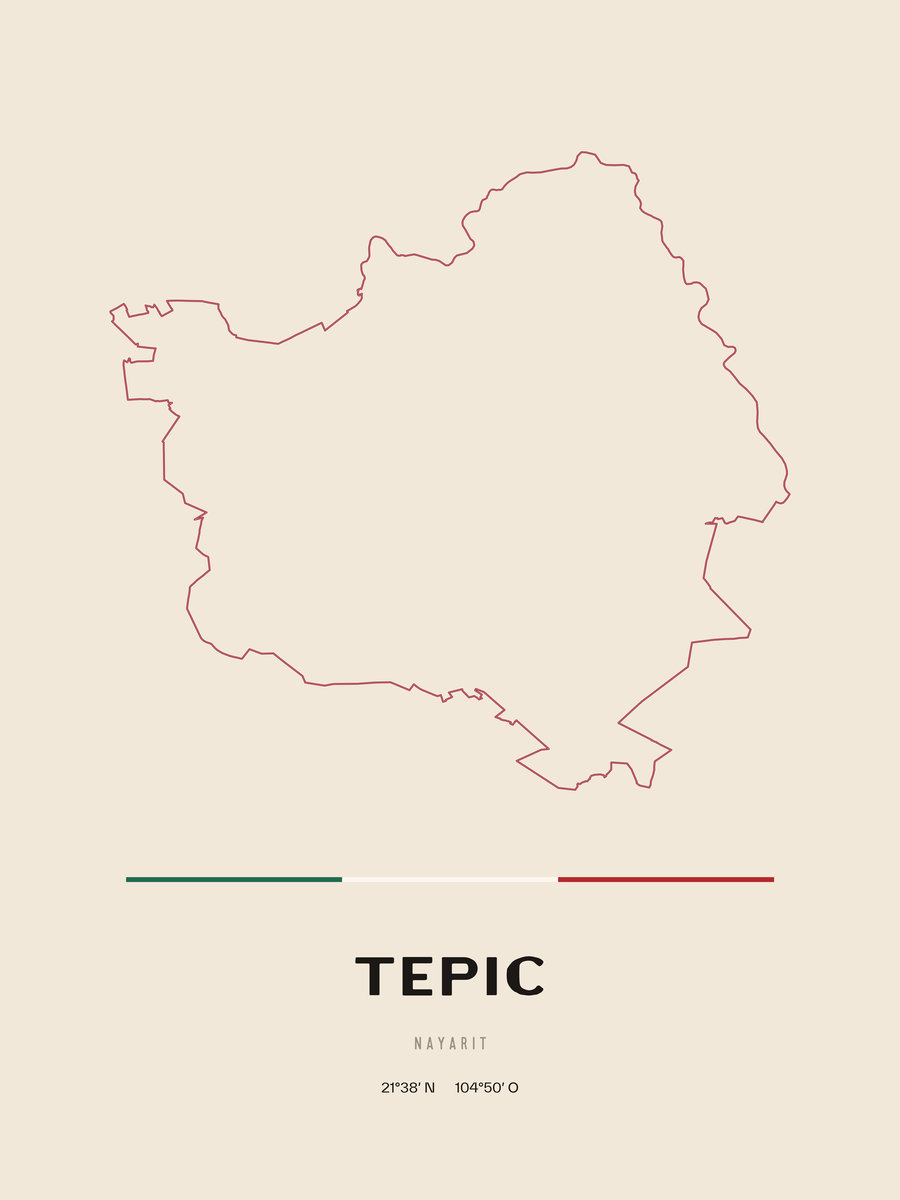 Framed poster of Tepic, Nayarit.