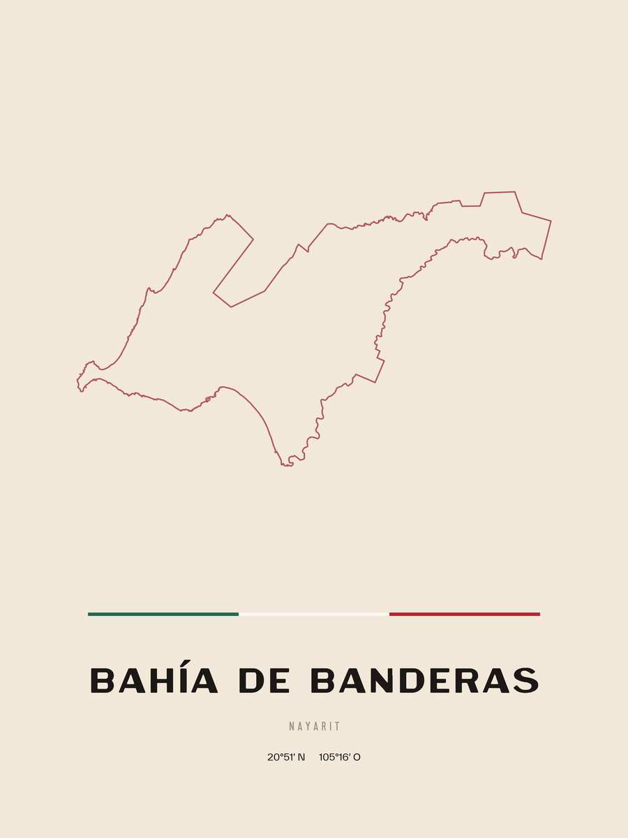 Framed poster of Bahía de Banderas, Nayarit.