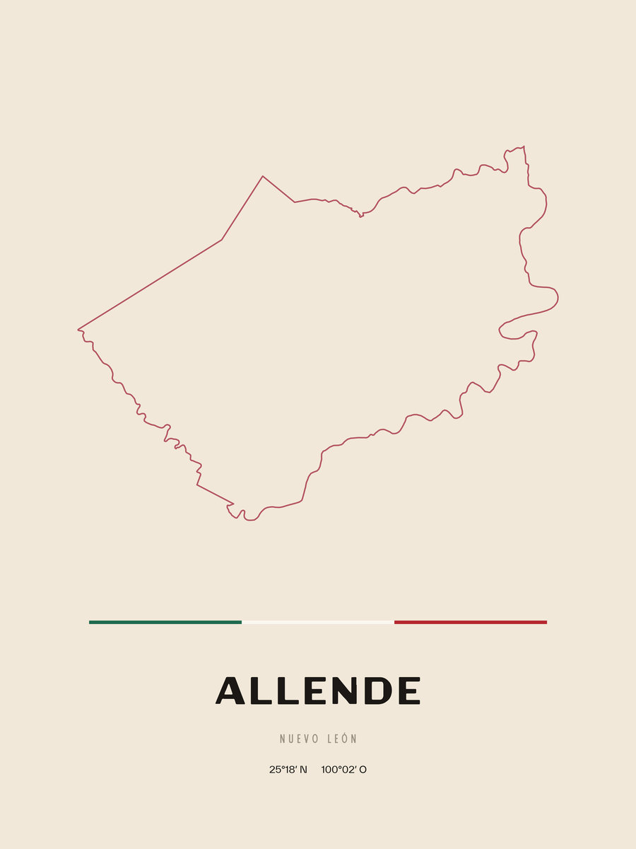 Framed poster of Allende, Nuevo León.