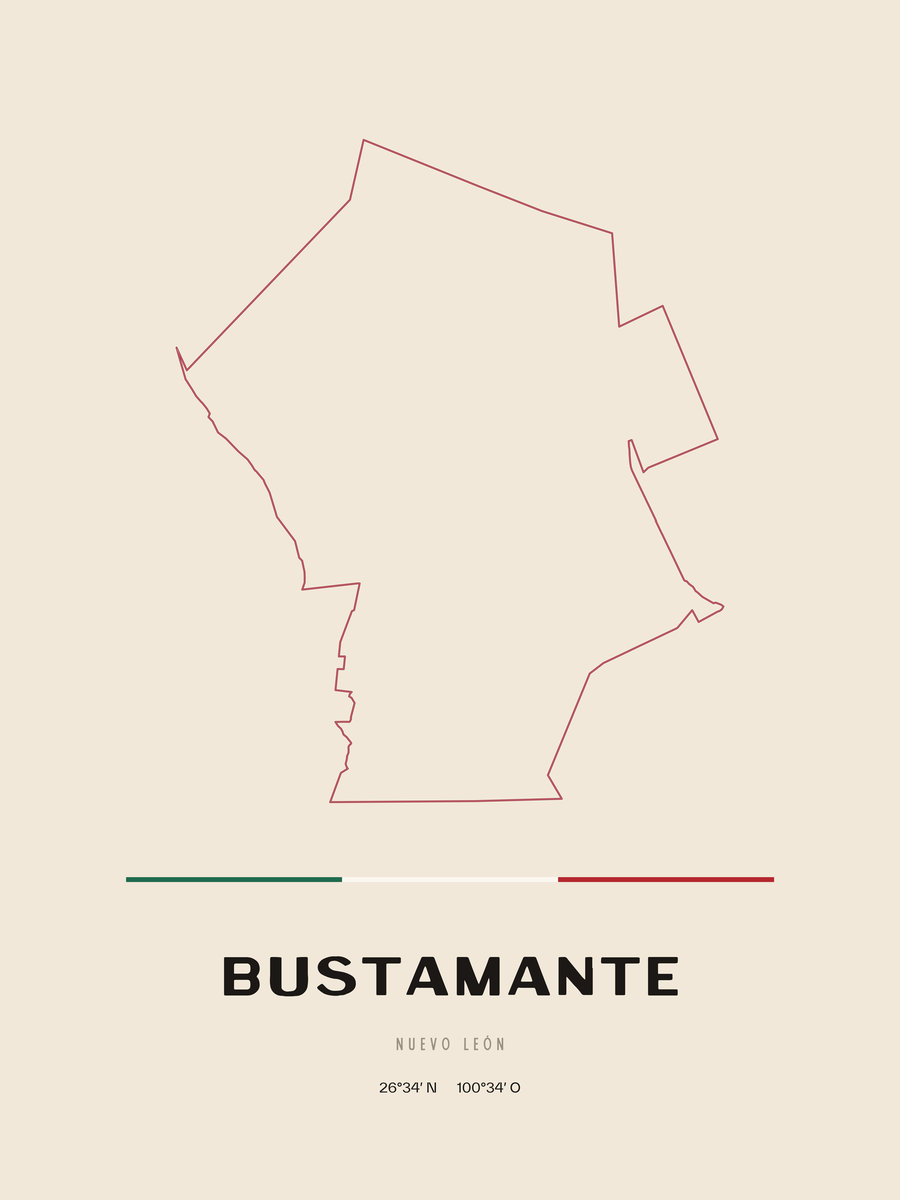 Framed poster of Bustamante, Nuevo León.