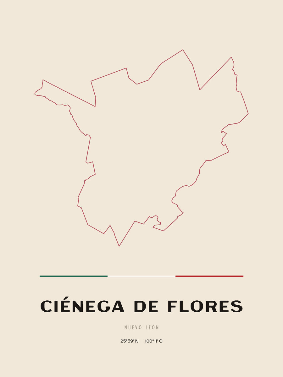Framed poster of Ciénega de Flores, Nuevo León.