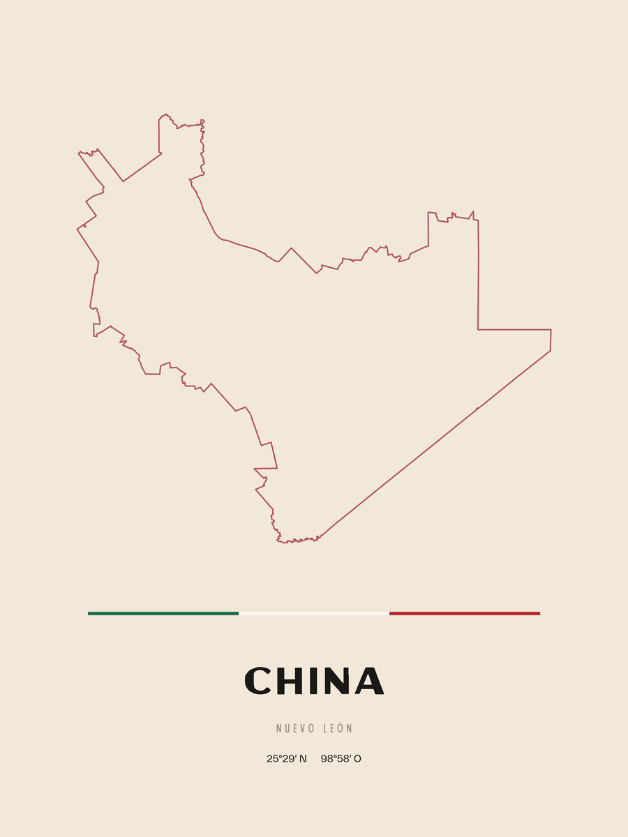 Framed poster of China, Nuevo León.