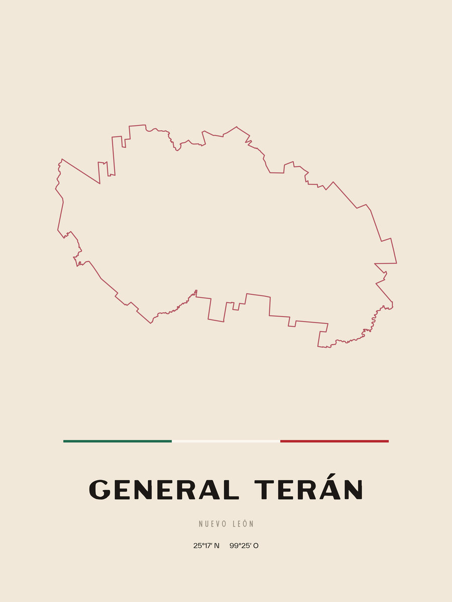 Framed poster of General Terán, Nuevo León.