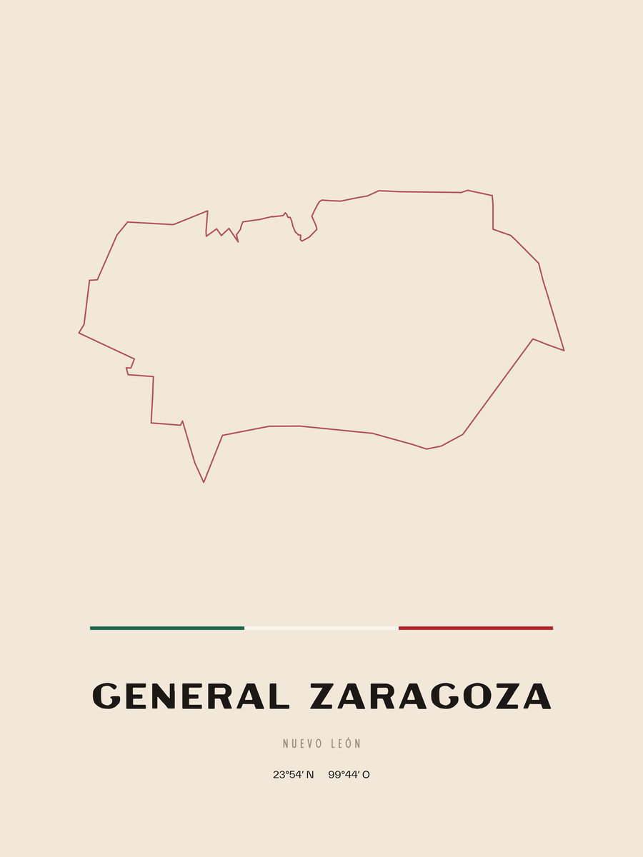 Framed poster of General Zaragoza, Nuevo León.