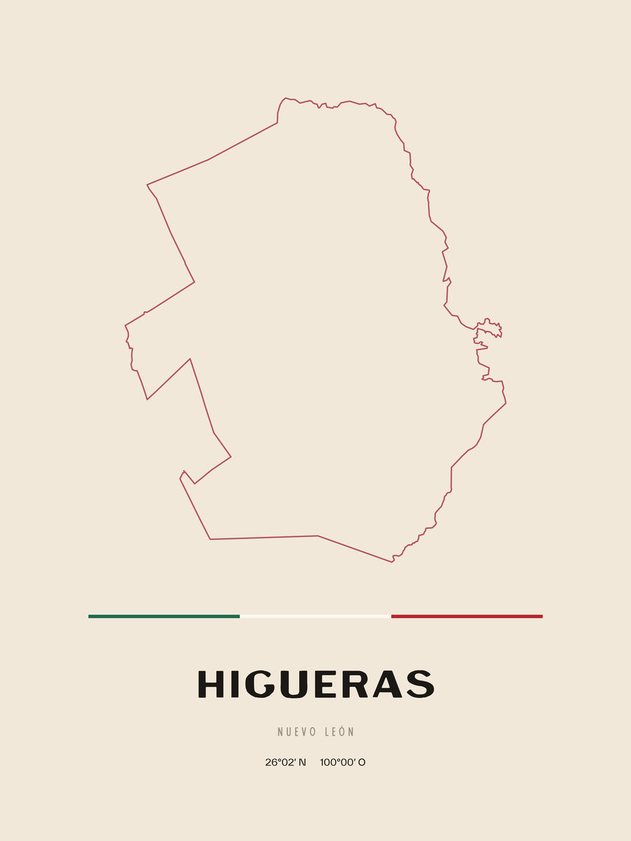 Framed poster of Higueras, Nuevo León.