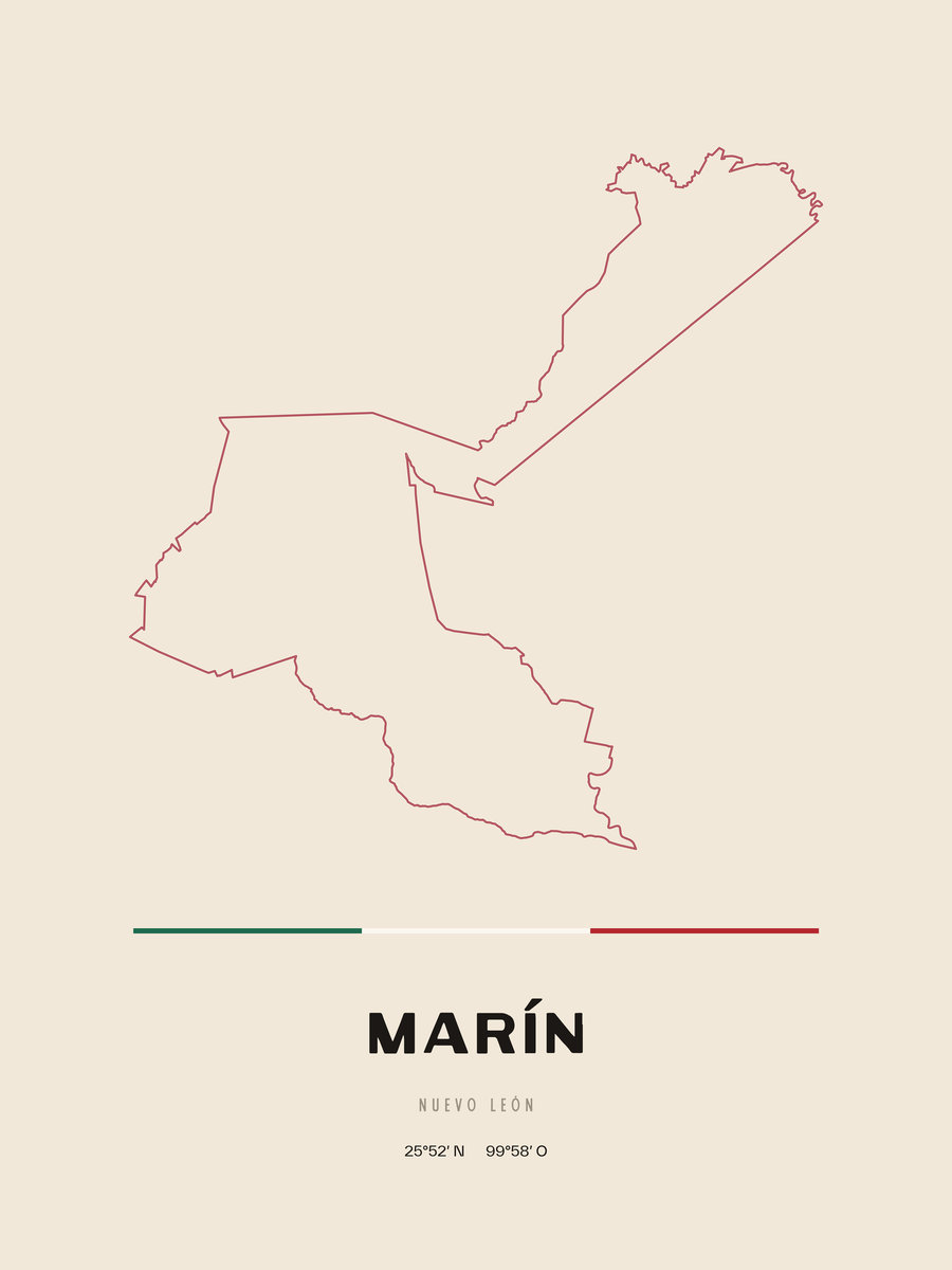 Framed poster of Marín, Nuevo León.