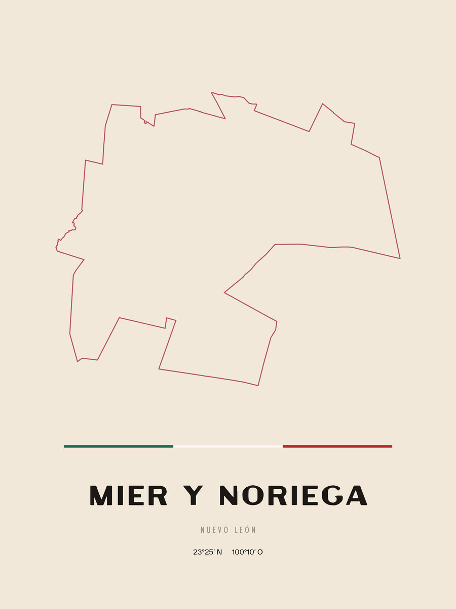 Framed poster of Mier y Noriega, Nuevo León.