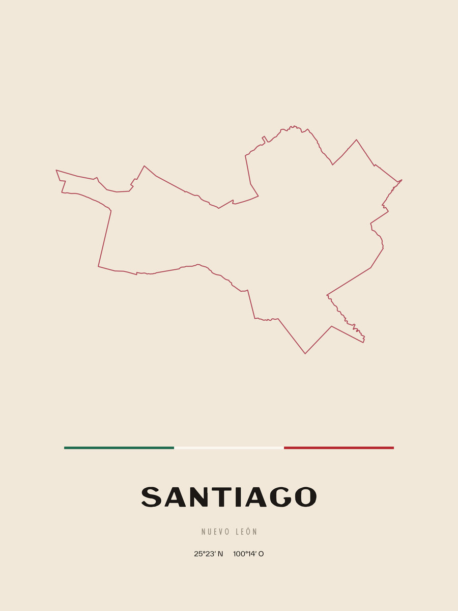 Framed poster of Santiago, Nuevo León.