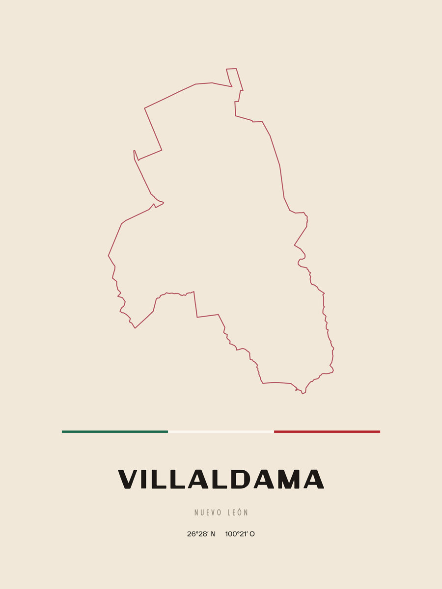 Framed poster of Villaldama, Nuevo León.